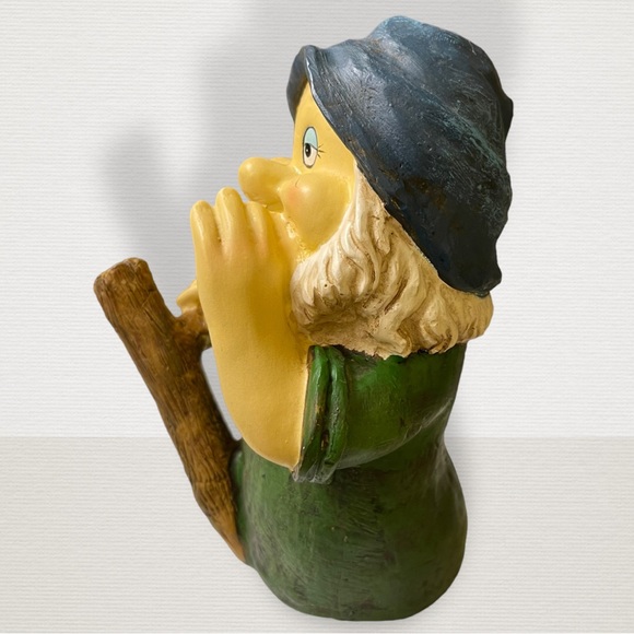 Vtg Dwarf with Ladder and Blue Hat Garden Gnome Statue Lawn Ornament Patio Décor - Picture 6 of 13